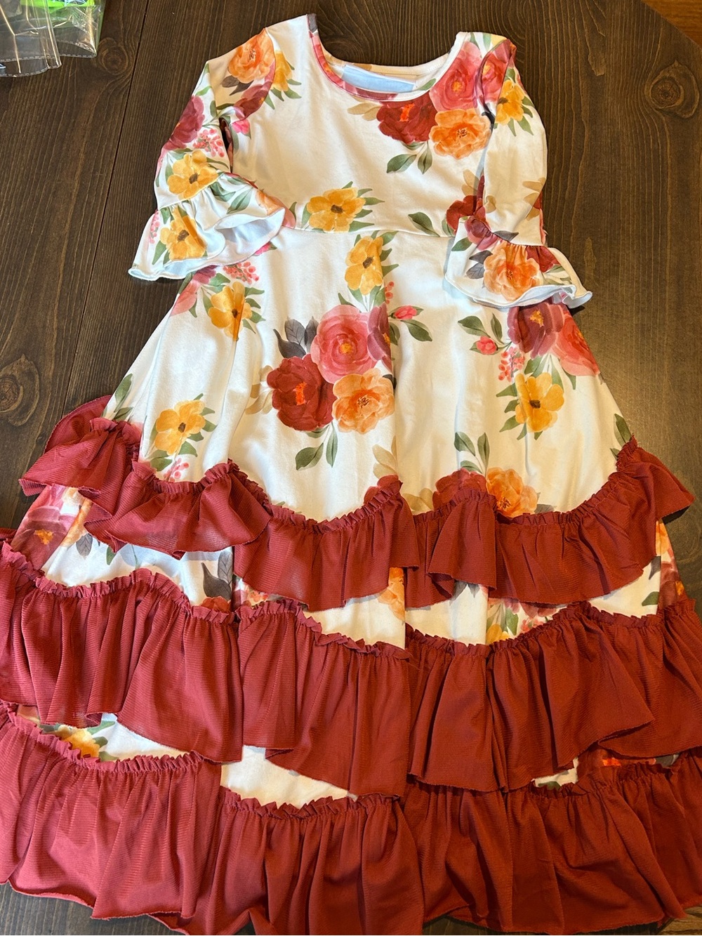 Oopsie Daisy Floral Ruffle Maxi Dress Girls Size 3/4 Fall